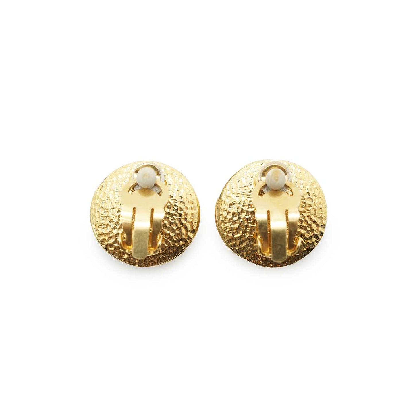 Artificial Pearl Logo Clip Earrings