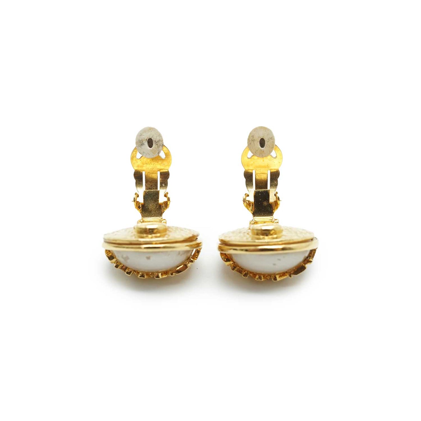 Artificial Pearl Logo Clip Earrings