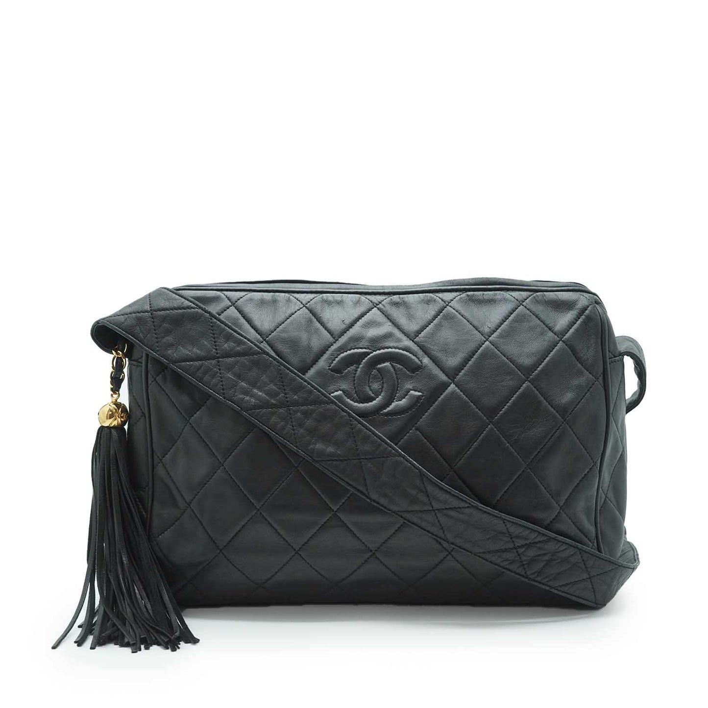 CC Lambskin Matelasse Fringe Shoulder Bag