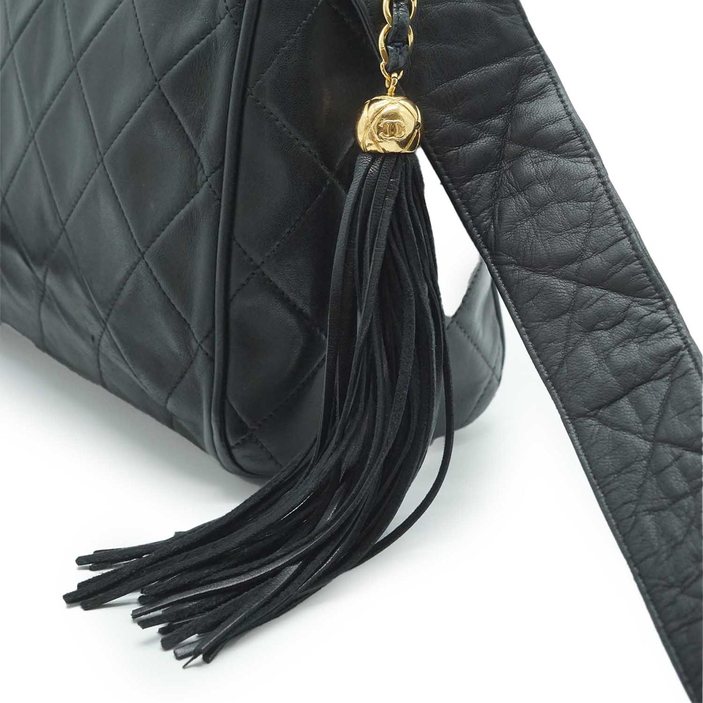 CC Lambskin Matelasse Fringe Shoulder Bag