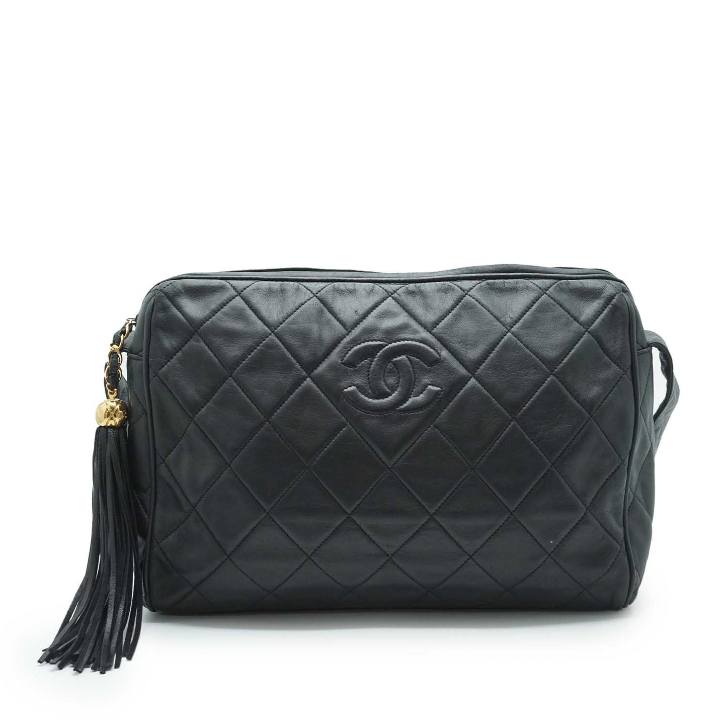 CC Lambskin Matelasse Fringe Shoulder Bag