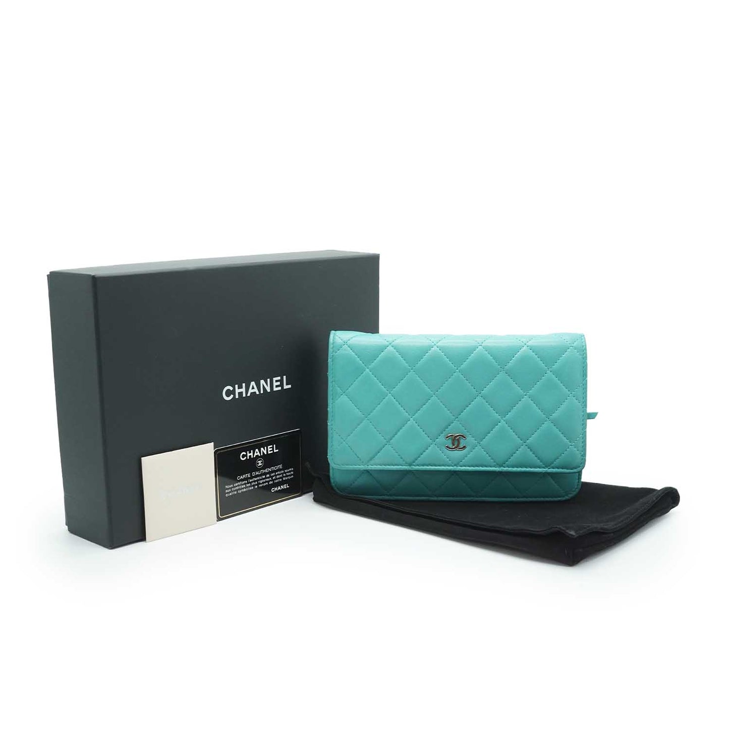 Lambskin Leather Matelasse Wallet on Chain