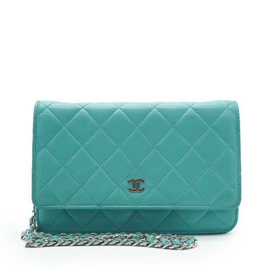 Lambskin Leather Matelasse Wallet on Chain