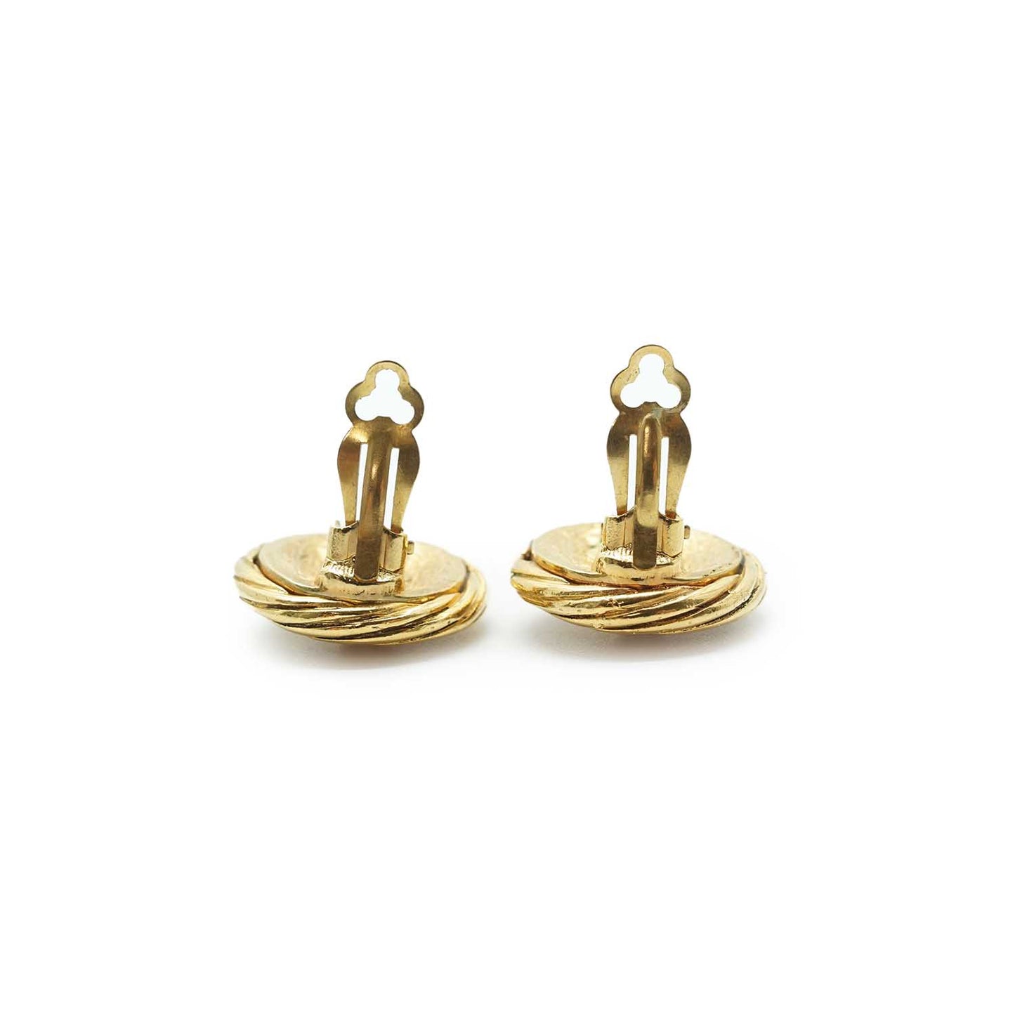 Coco Mark Round Clip Earrings GP