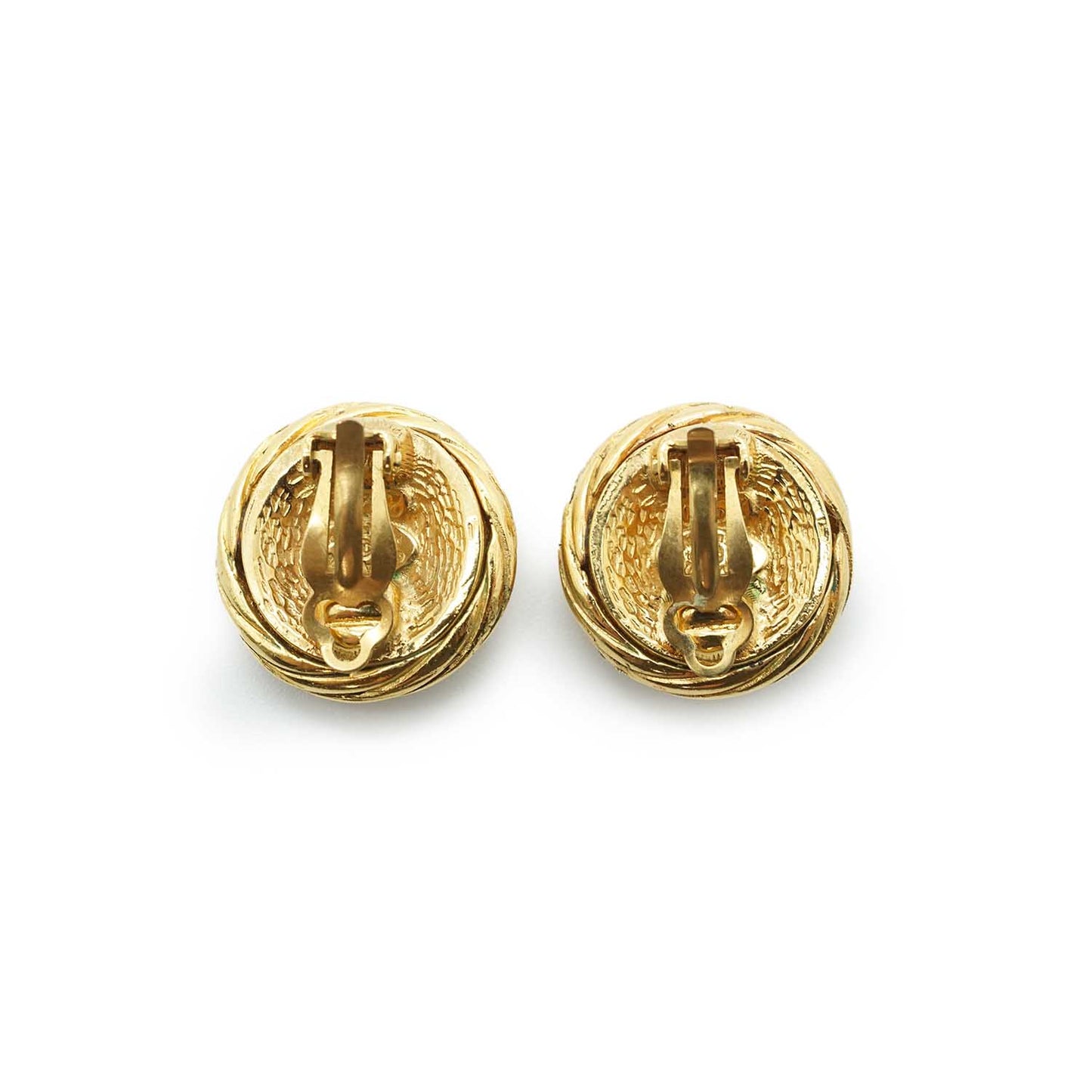 Coco Mark Round Clip Earrings GP