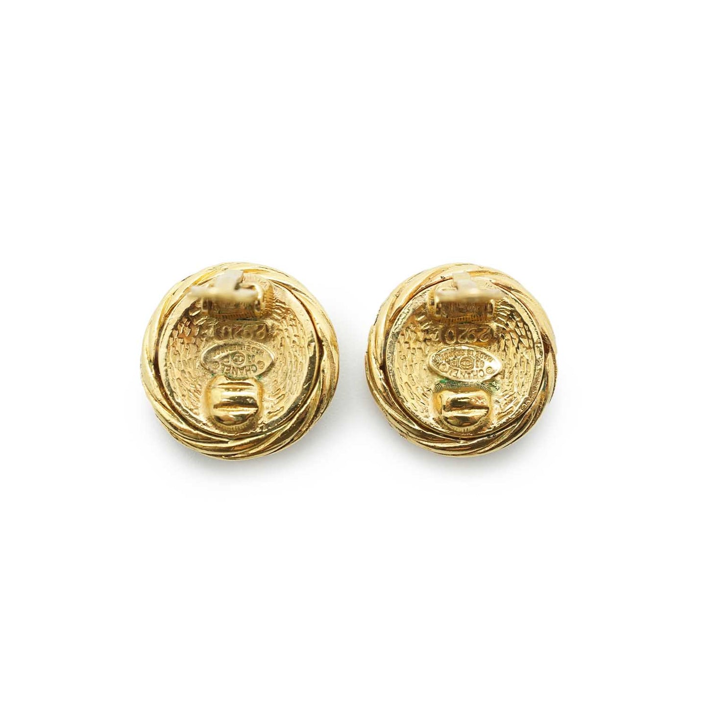 Coco Mark Round Clip Earrings GP