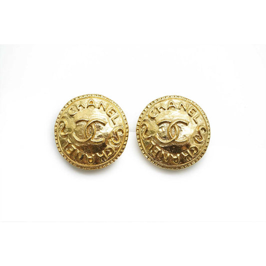 Coco Mark Logo Round Clip Earrings GP