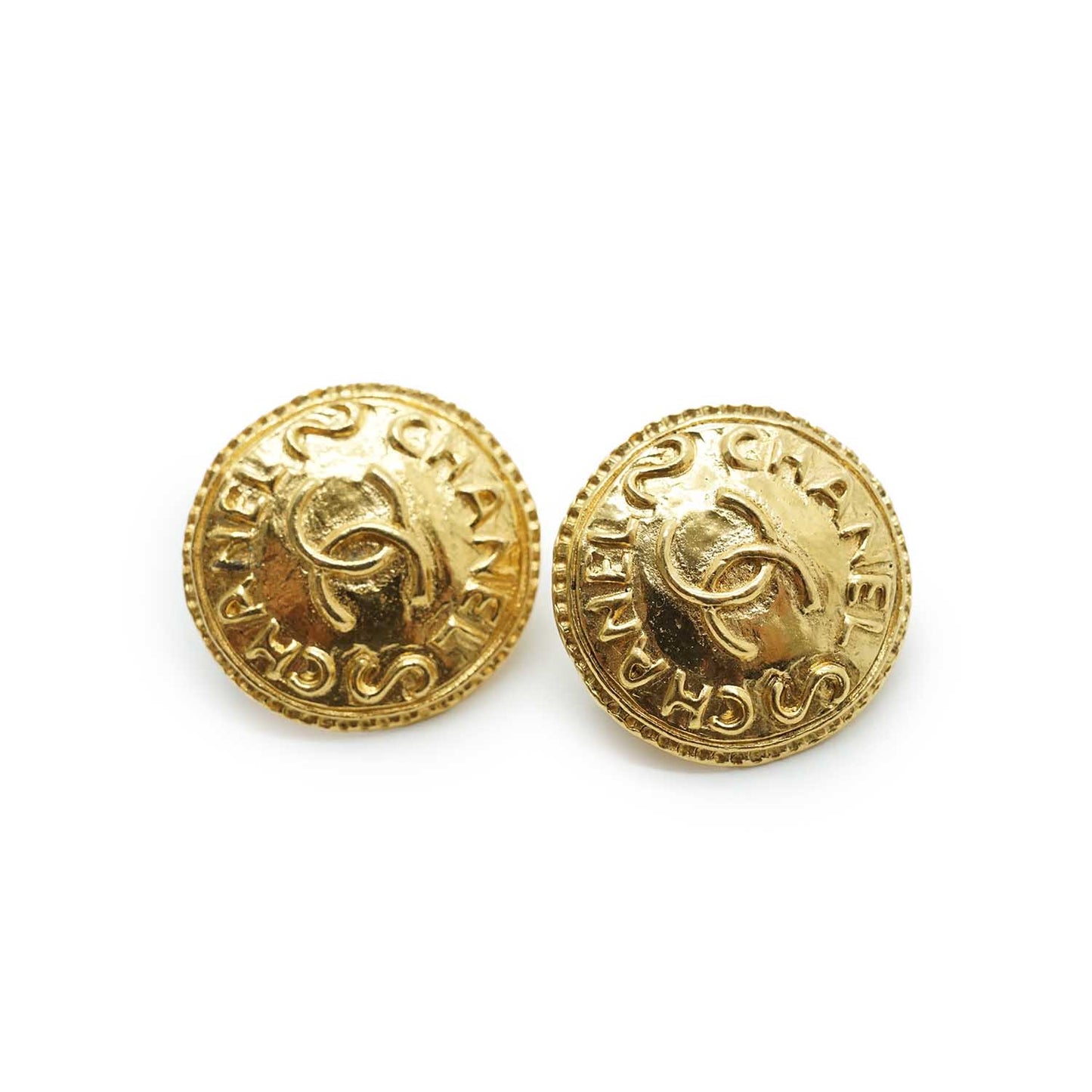 Coco Mark Logo Round Clip Earrings GP