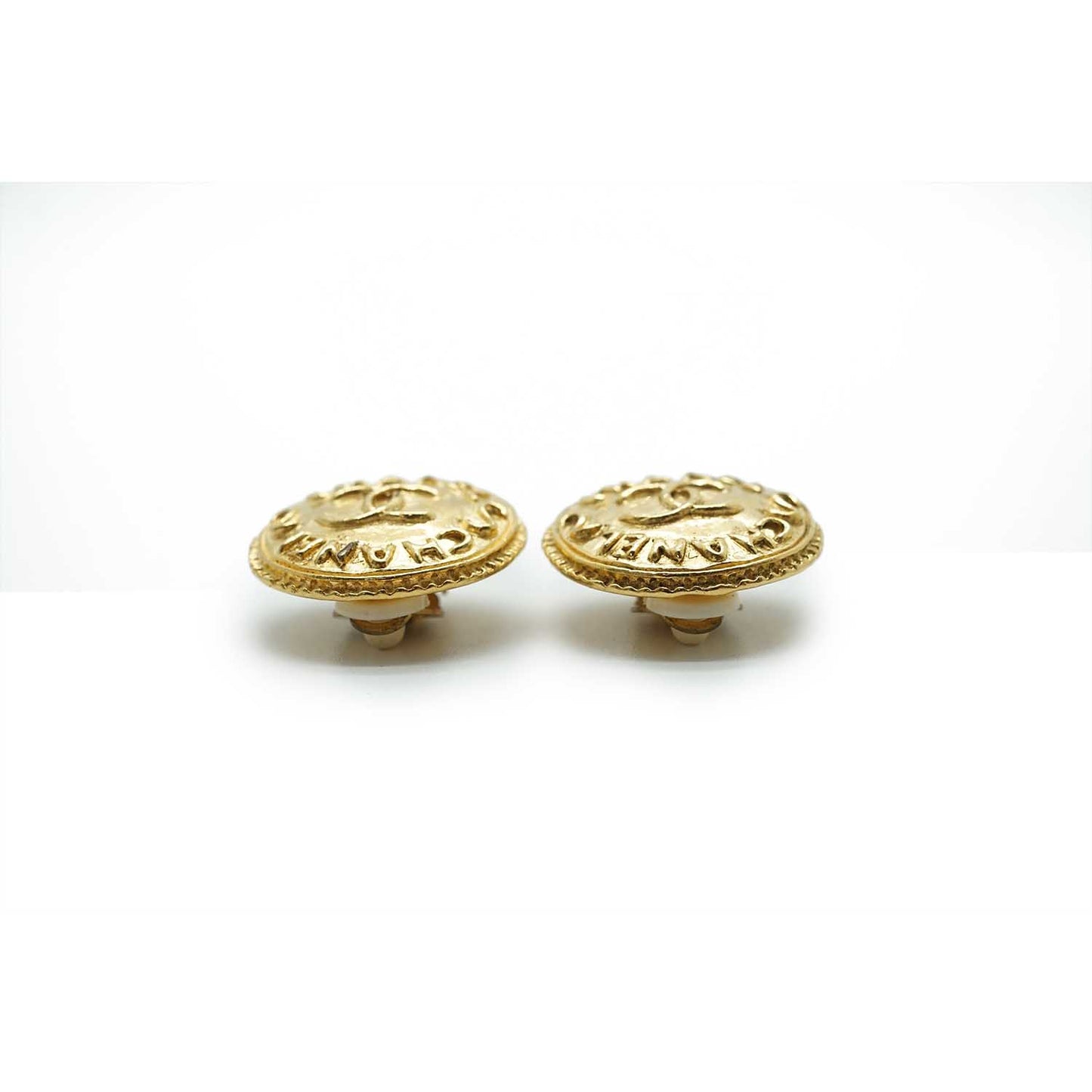 Coco Mark Logo Round Clip Earrings GP