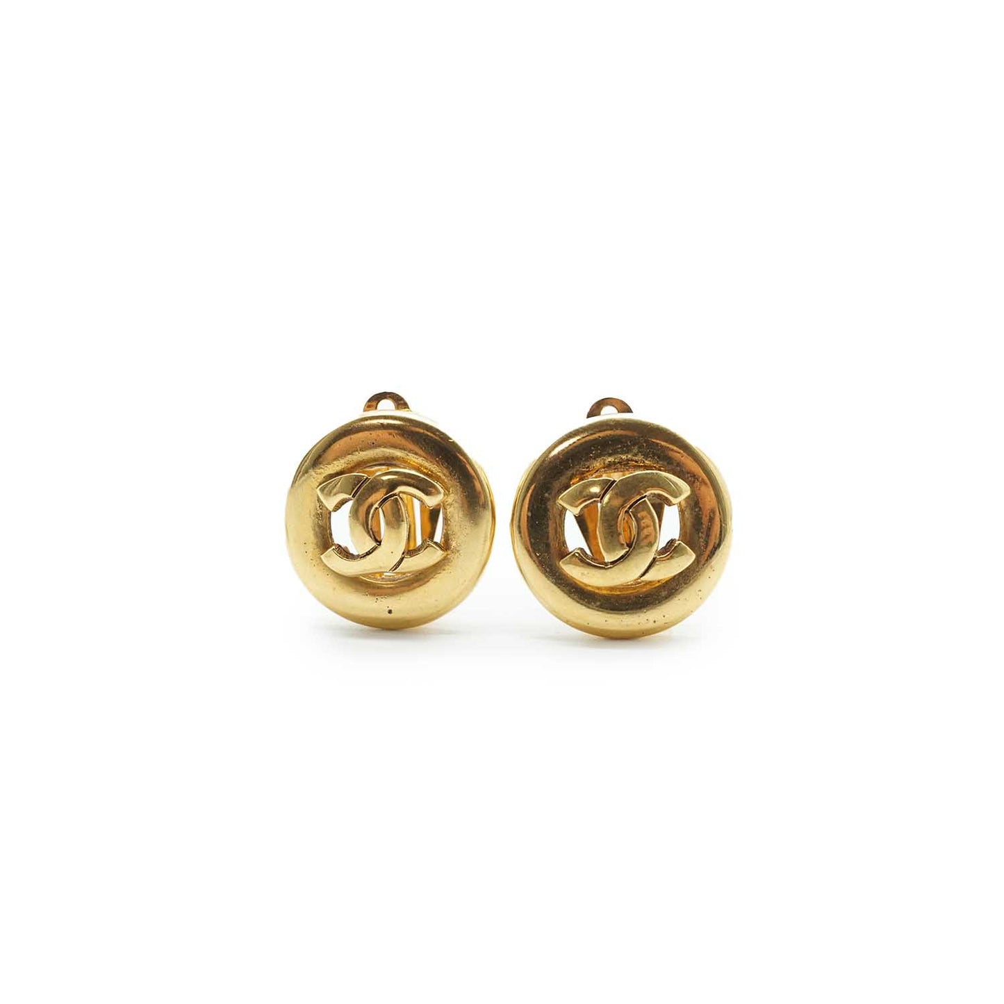 Coco Mark Round Cut-out Clip Earrings GP