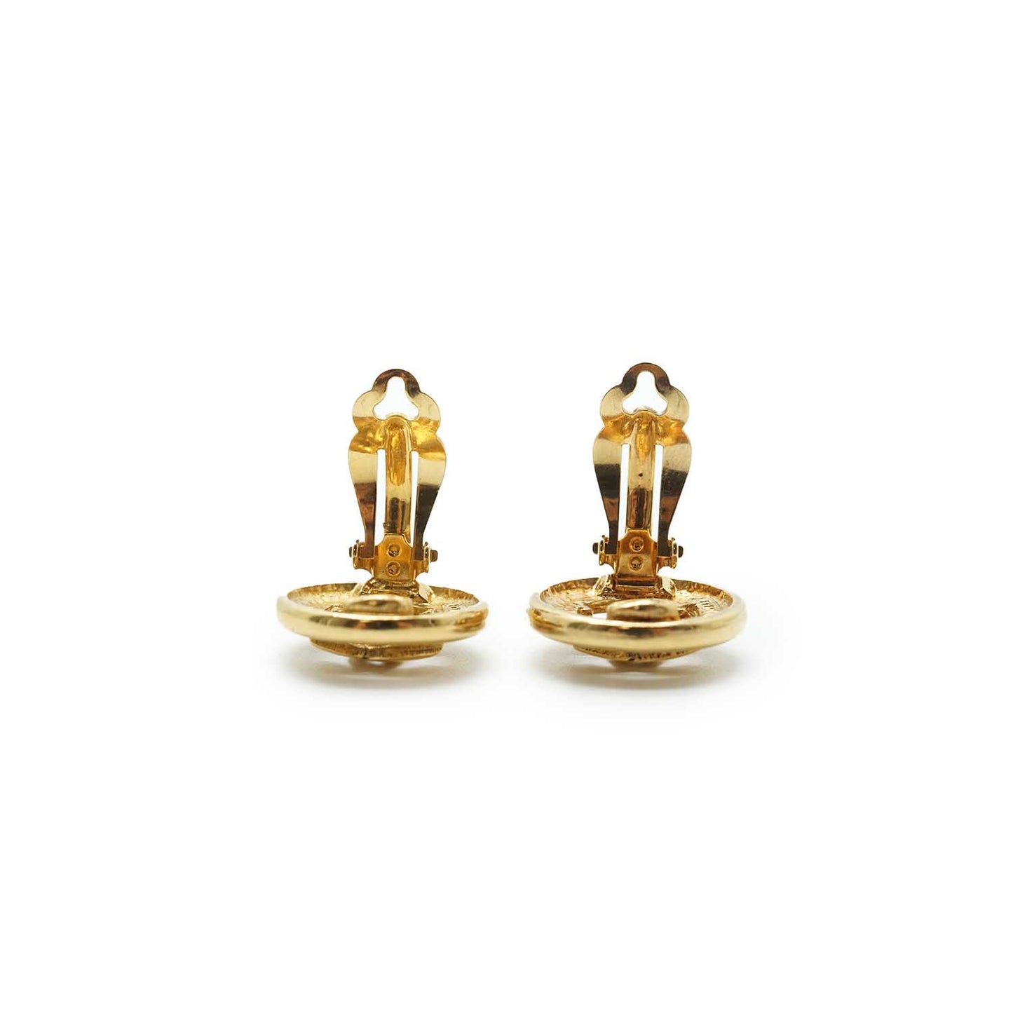 Coco Mark Round Cut-out Clip Earrings GP