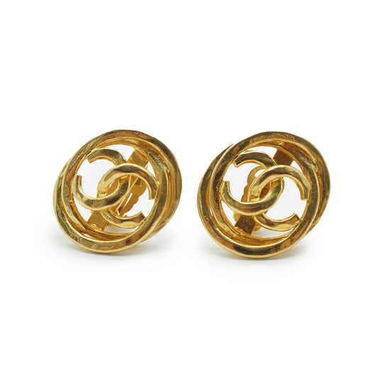 Coco Mark Double Circle Vintage Clip Earrings