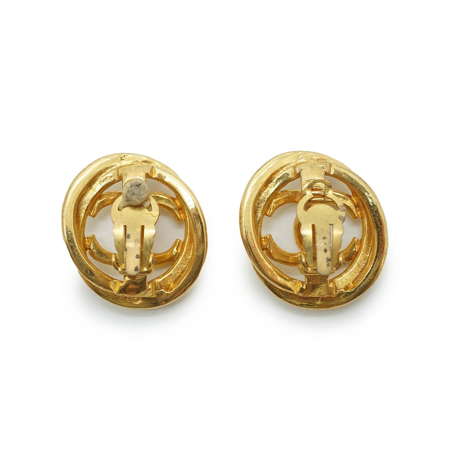 Coco Mark Double Circle Vintage Clip Earrings