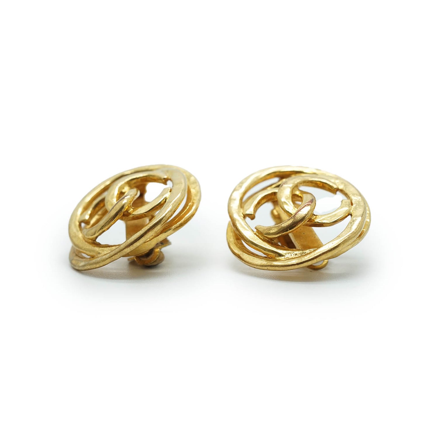 Coco Mark Double Circle Vintage Clip Earrings