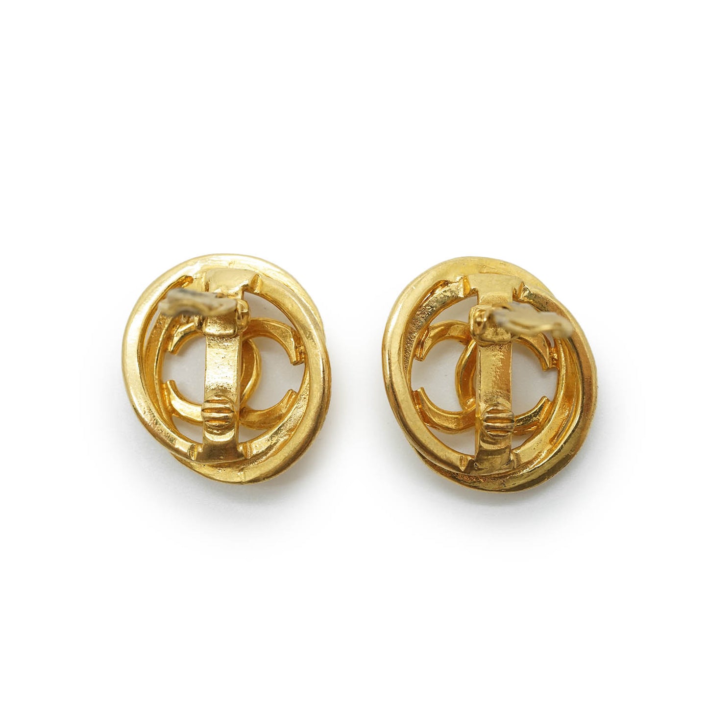 Coco Mark Double Circle Vintage Clip Earrings