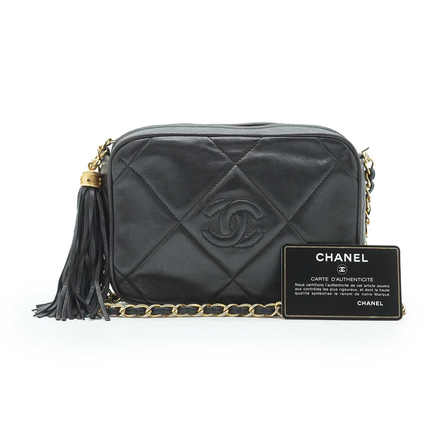 CC Lambskin Matelasse Fringe Chain Shoulder Camera Bag
