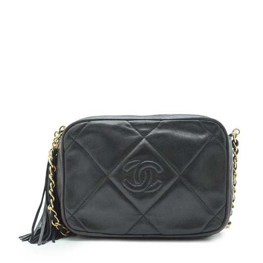 CC Lambskin Matelasse Fringe Chain Shoulder Camera Bag
