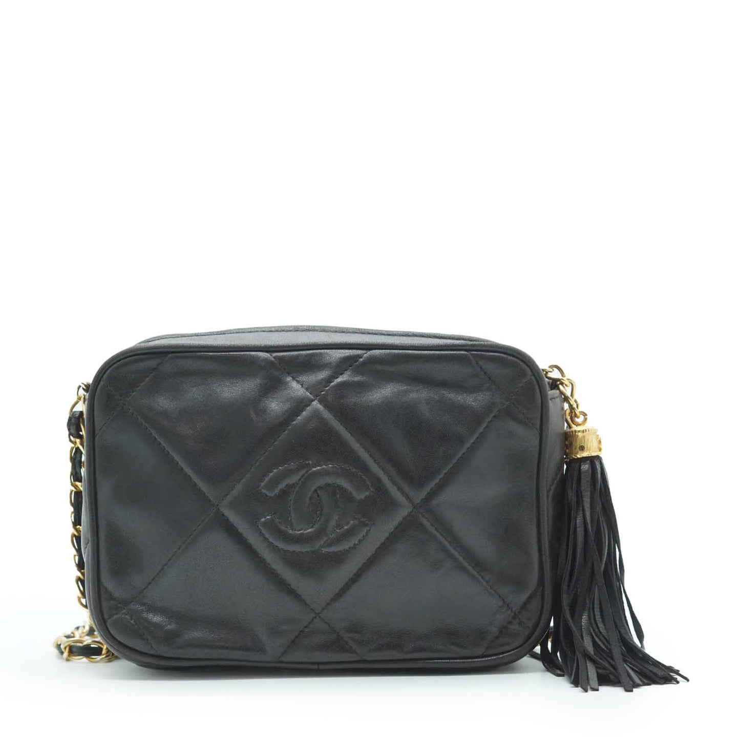 CC Lambskin Matelasse Fringe Chain Shoulder Camera Bag