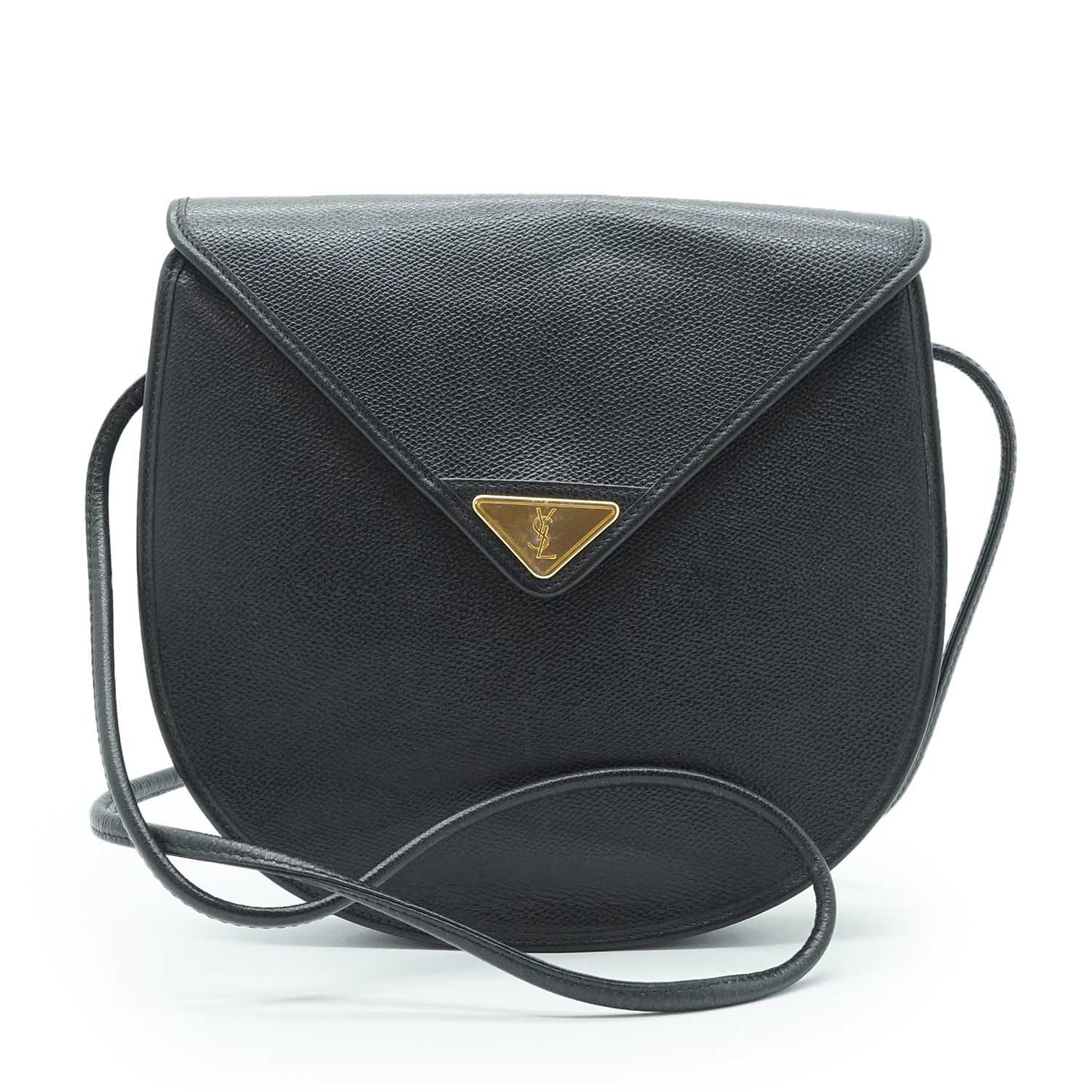 Vintage YSL Logo Plate Rounded Crossbody Bag