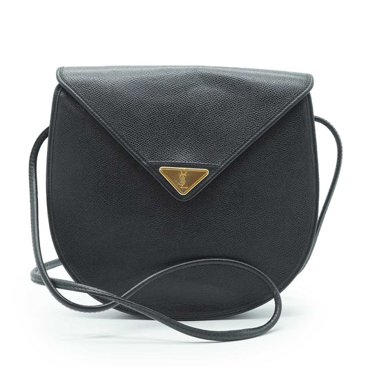 Vintage YSL Logo Plate Rounded Crossbody Bag