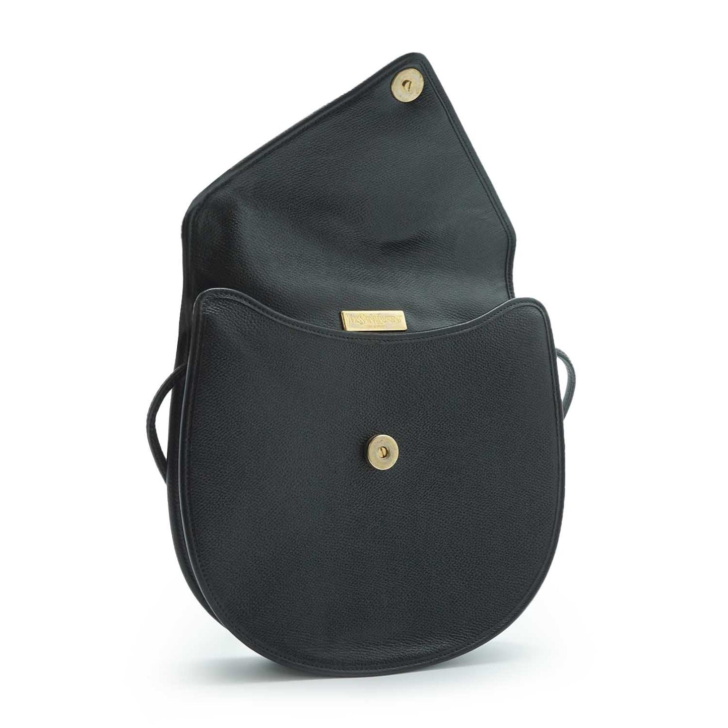 Vintage YSL Logo Plate Rounded Crossbody Bag