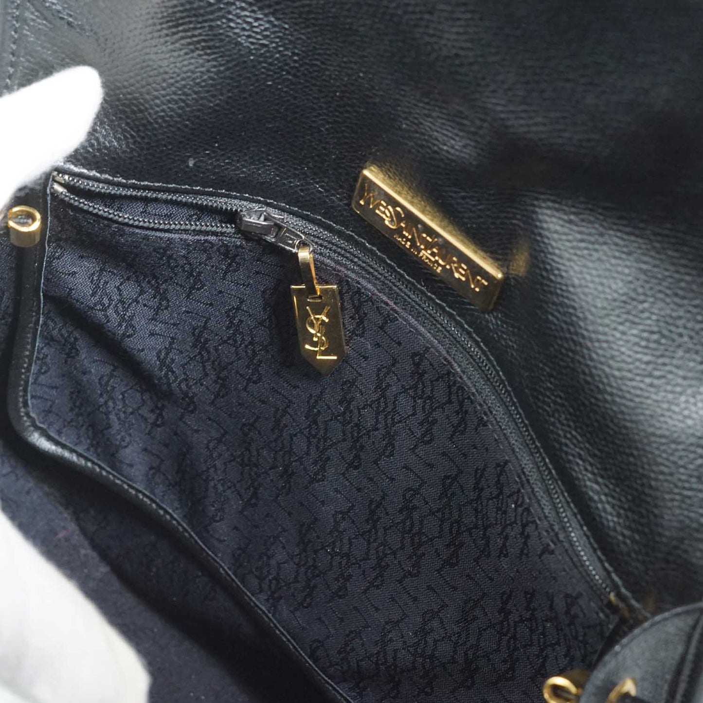 Vintage YSL Logo Plate Rounded Crossbody Bag