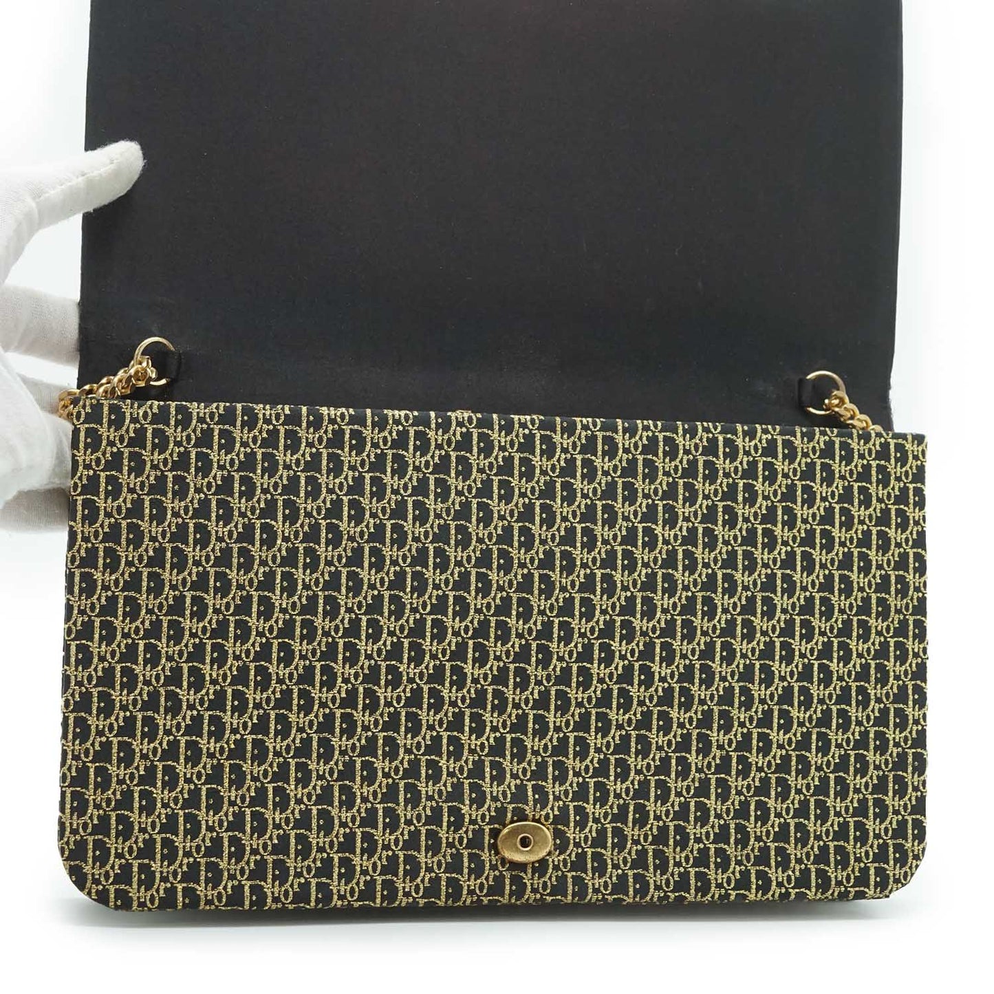 Metallic Gold Oblique Trotter Shoulder Bag