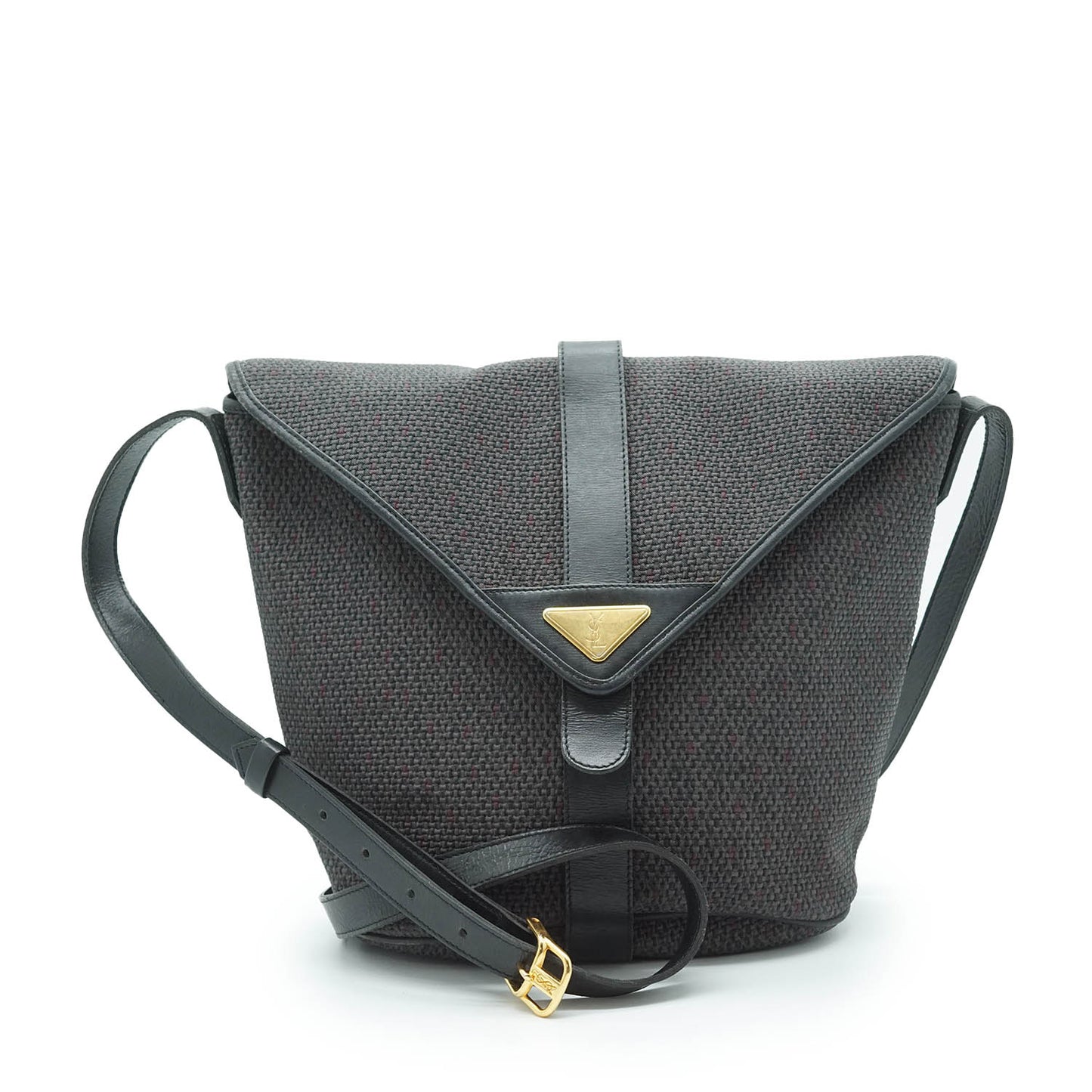 Vintage YSL Logo Plate Trapeze Crossbody Bag