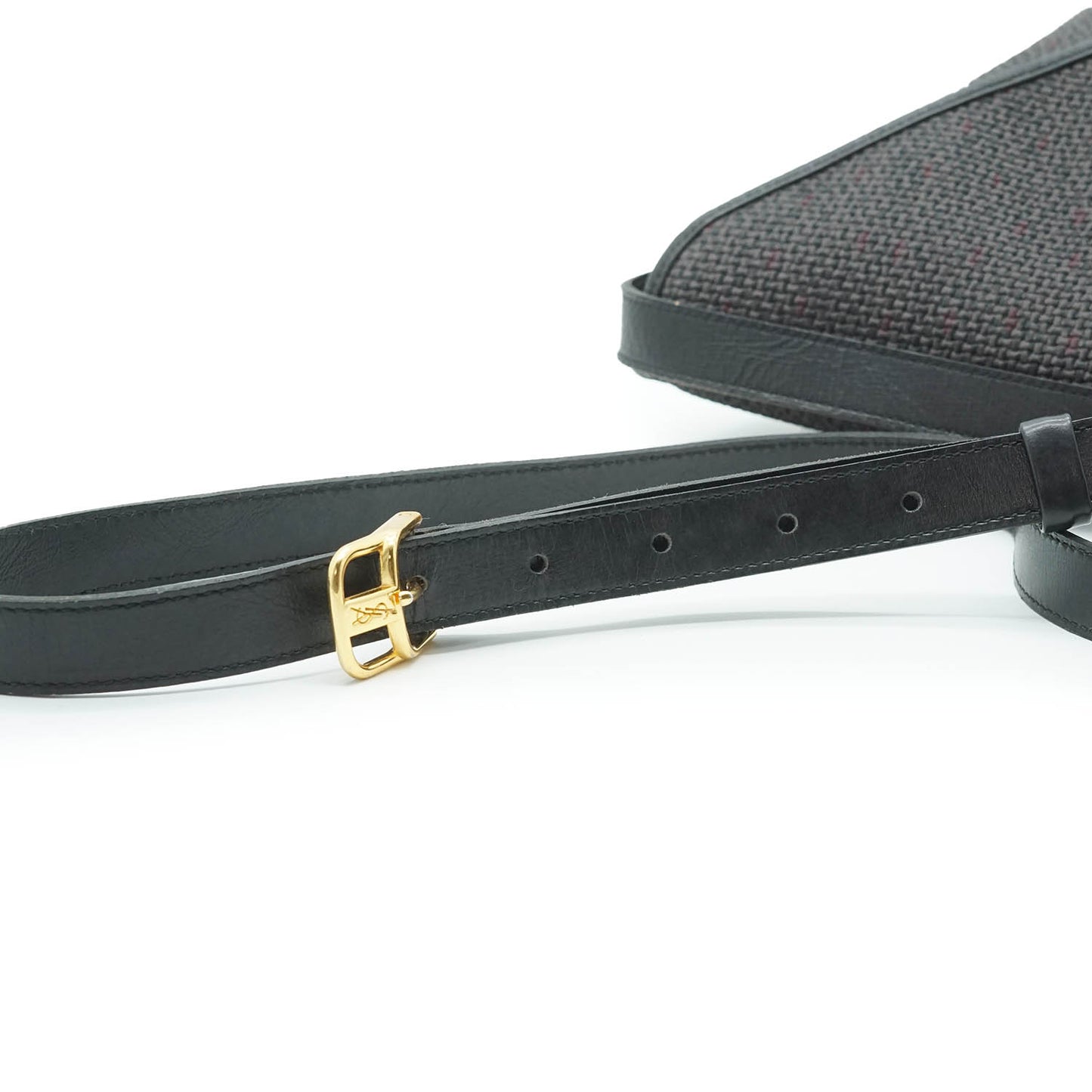 Vintage YSL Logo Plate Trapeze Crossbody Bag