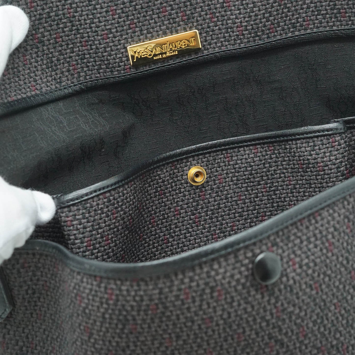 Vintage YSL Logo Plate Trapeze Crossbody Bag