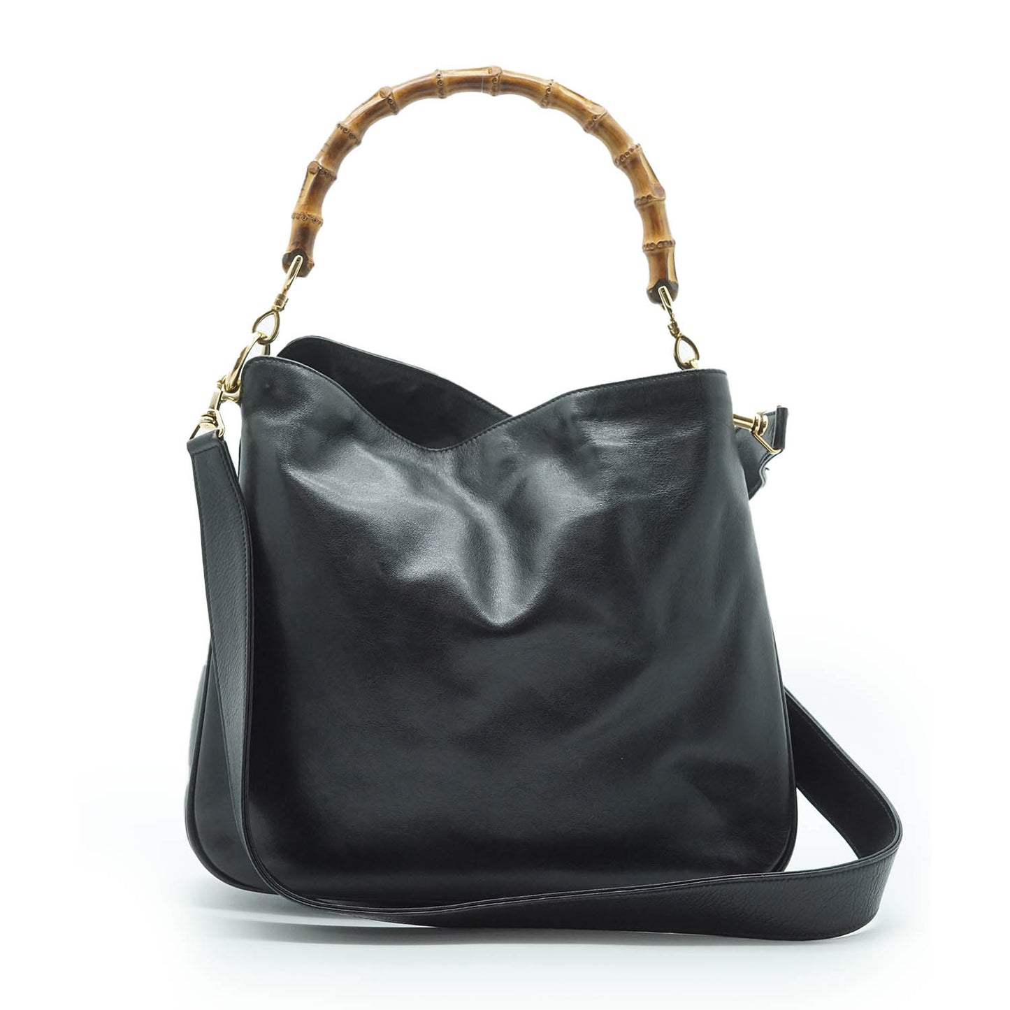 Bamboo Handle 2way Leather Tote