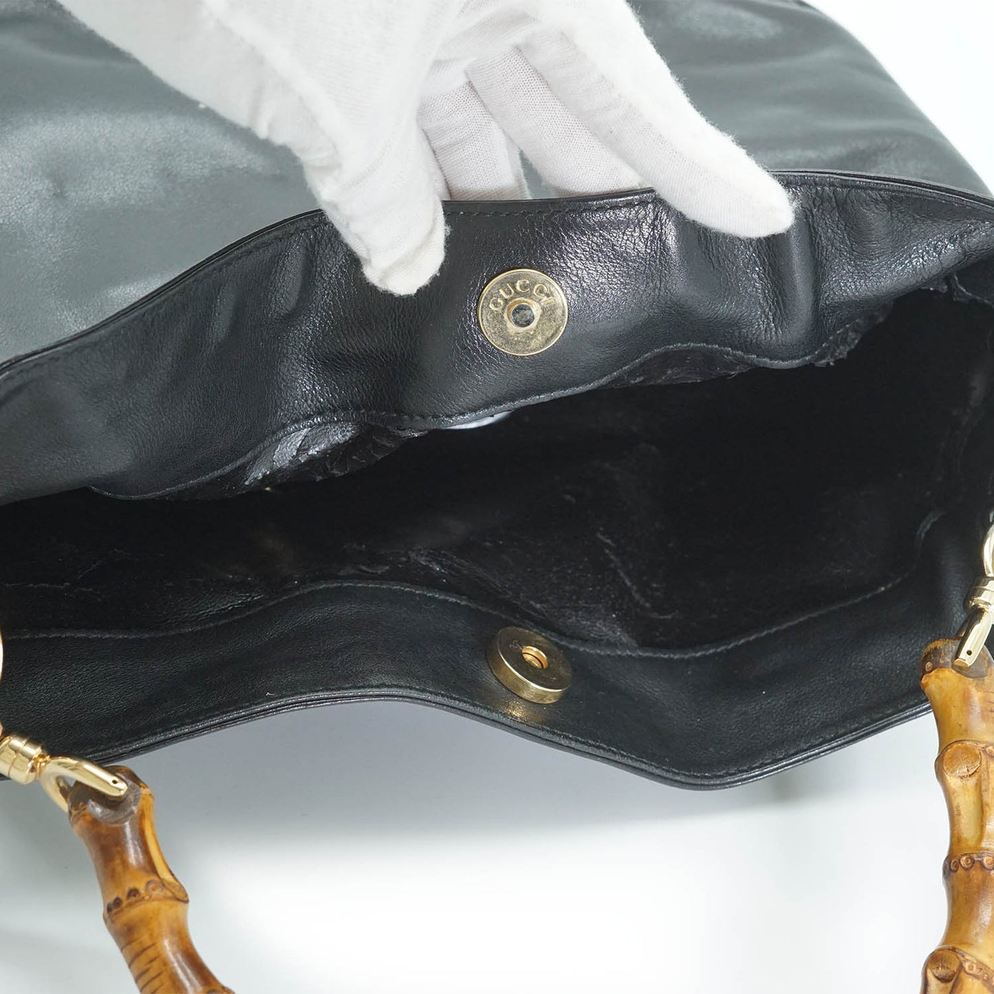 Bamboo Handle 2way Leather Tote