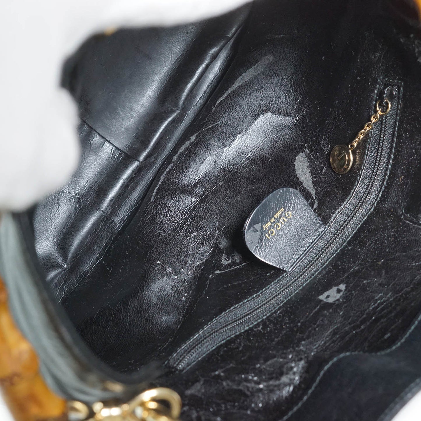 Bamboo Handle 2way Leather Tote