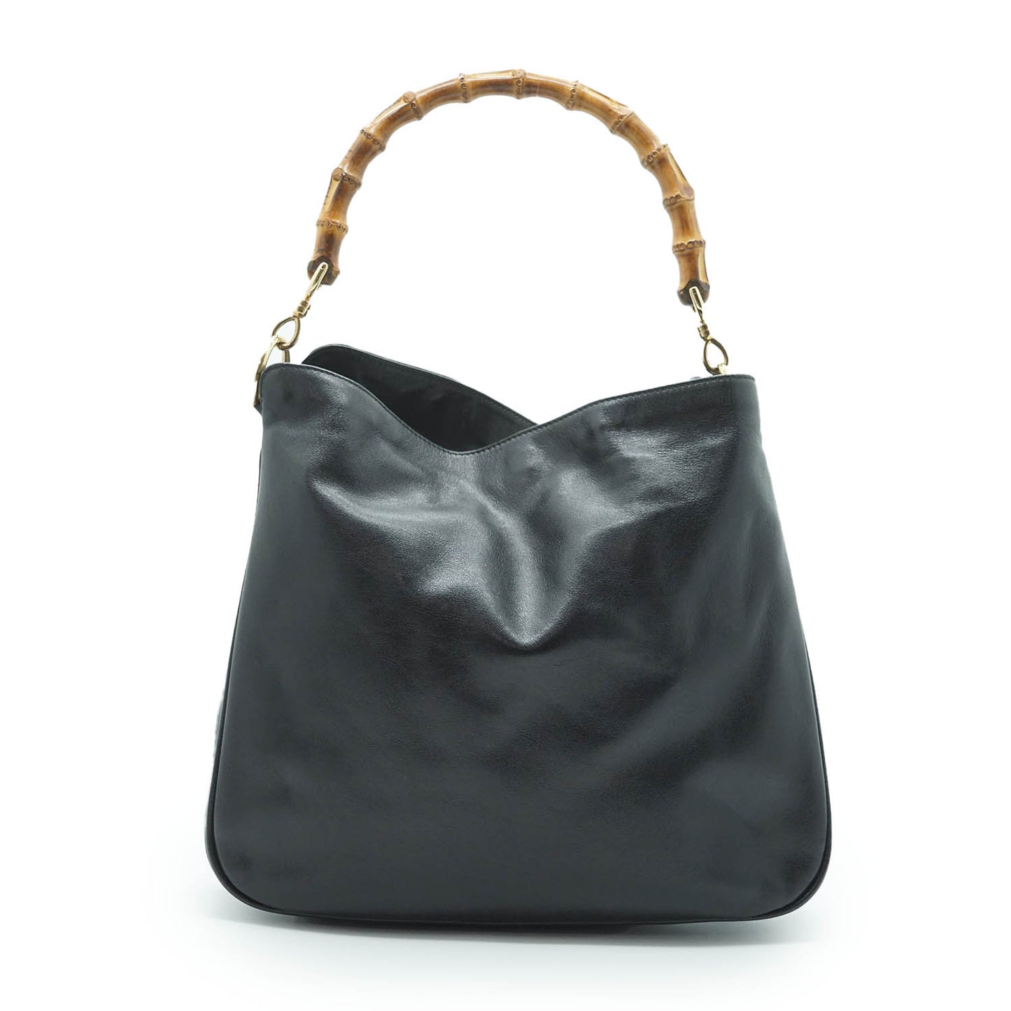 Bamboo Handle 2way Leather Tote