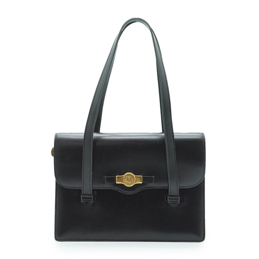 Vintage Push Lock Leather Shoulder Bag