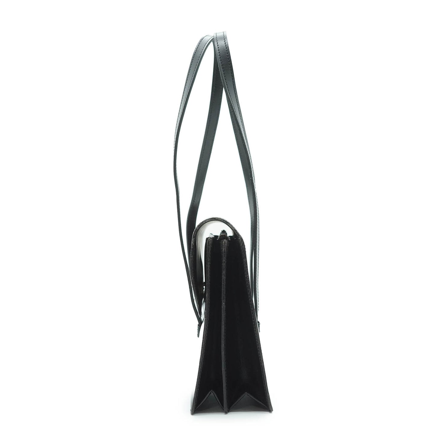 Vintage Push Lock Leather Shoulder Bag