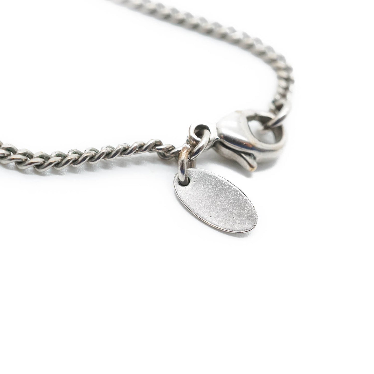 CC Rhinestone Silver Heart Charm Necklace