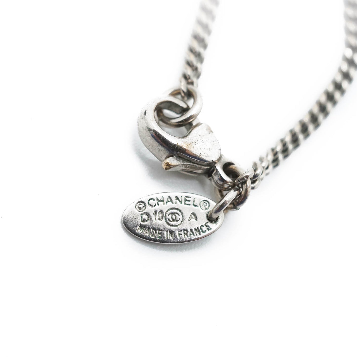 CC Rhinestone Silver Heart Charm Necklace