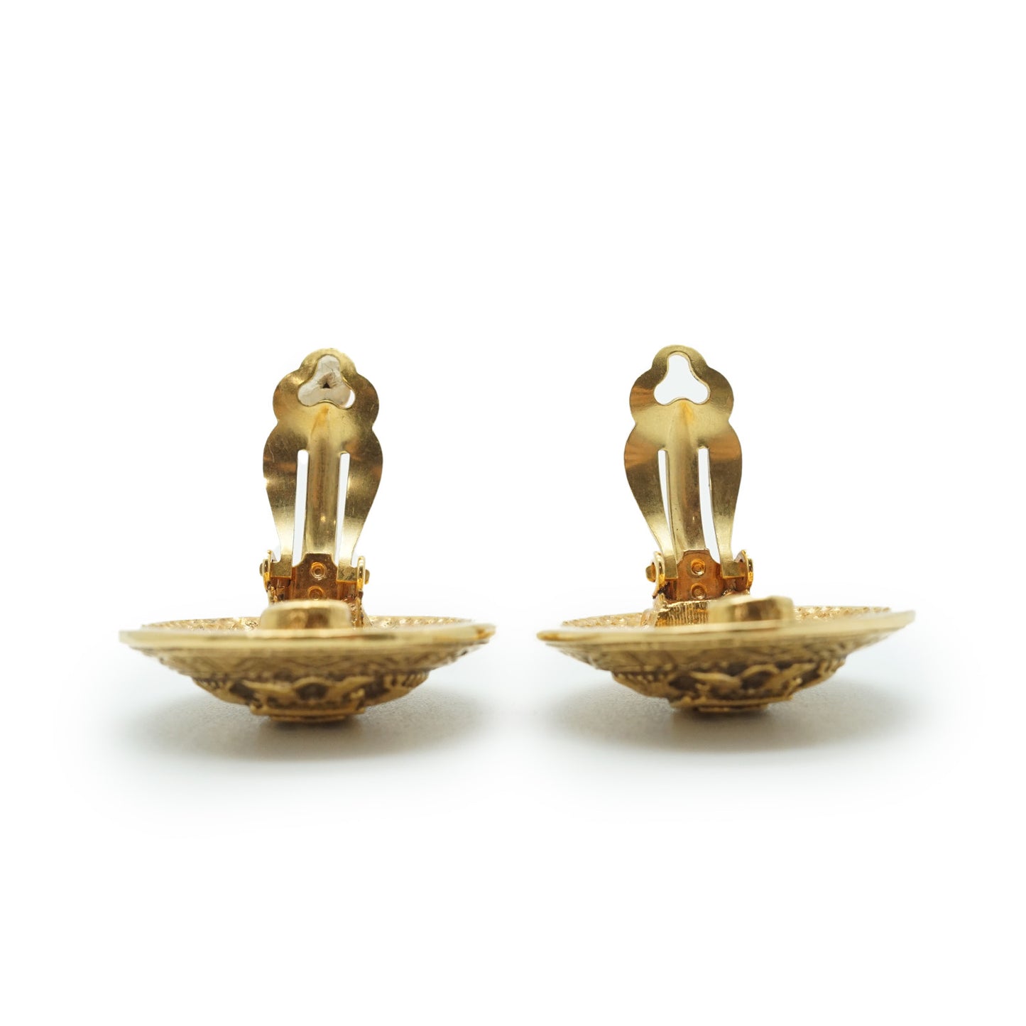 Coco Mark Emblem Round Clip Earrings GP