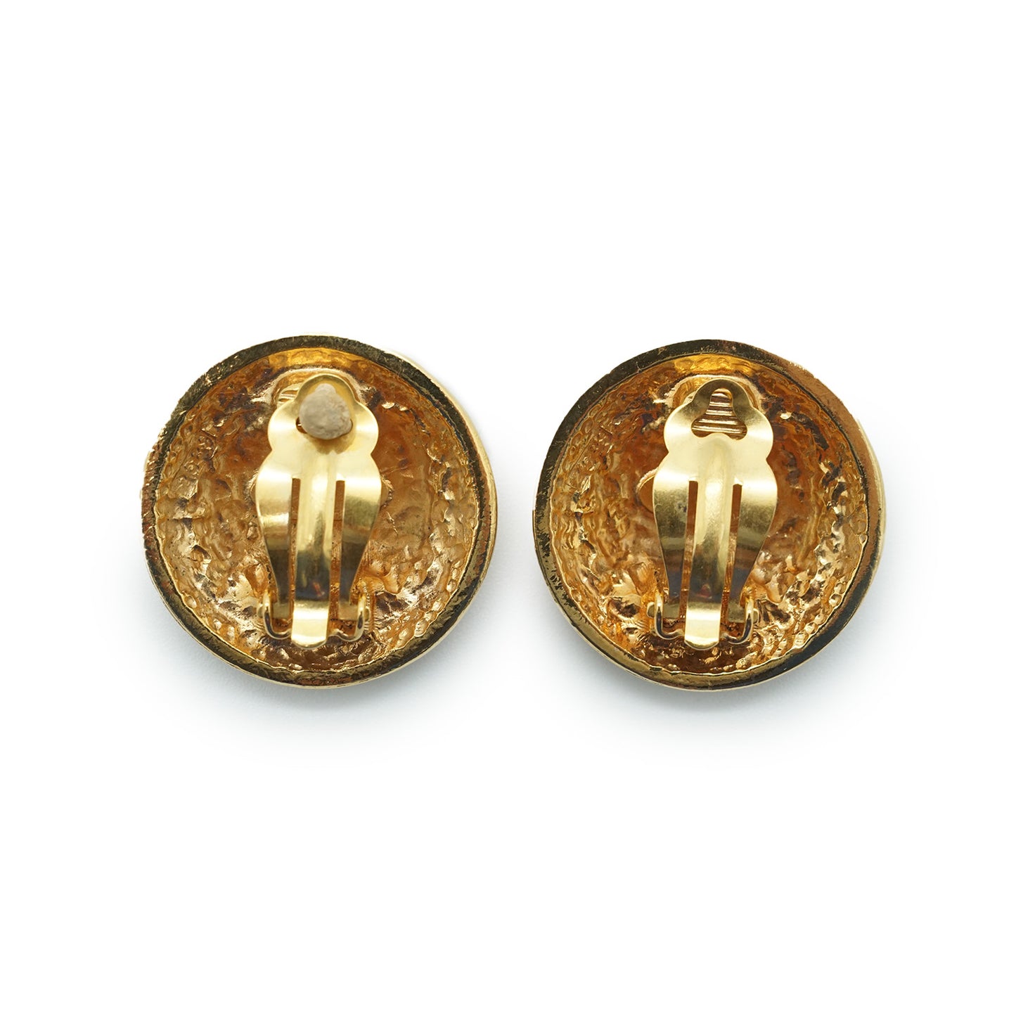 Coco Mark Emblem Round Clip Earrings GP