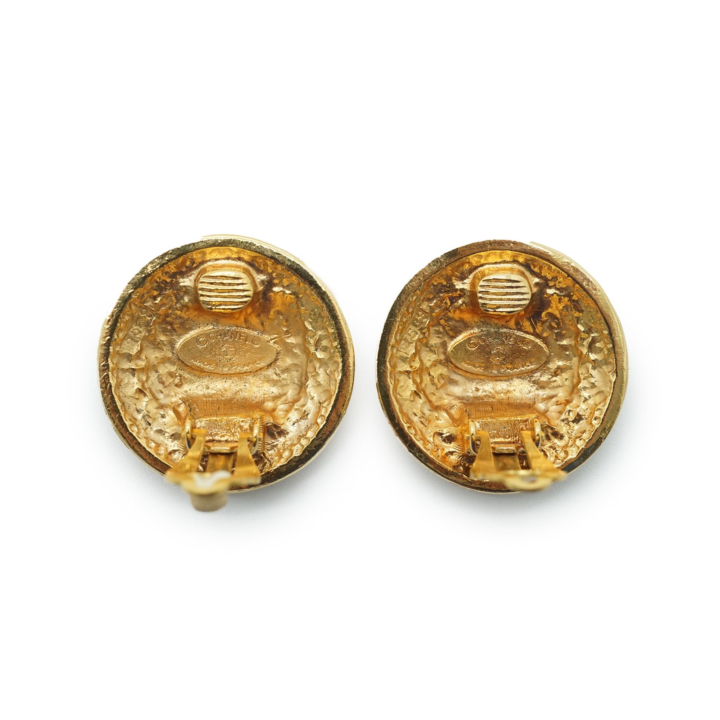 Coco Mark Emblem Round Clip Earrings GP