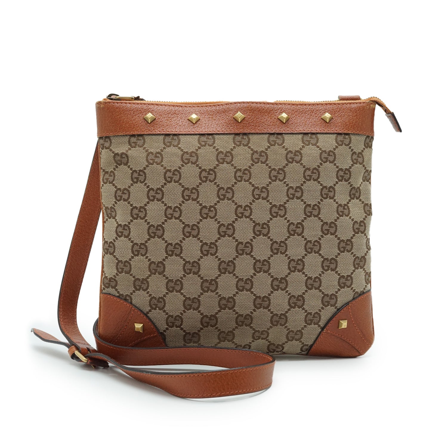 GG Canvas Leather Studs Square Crossbody Bag