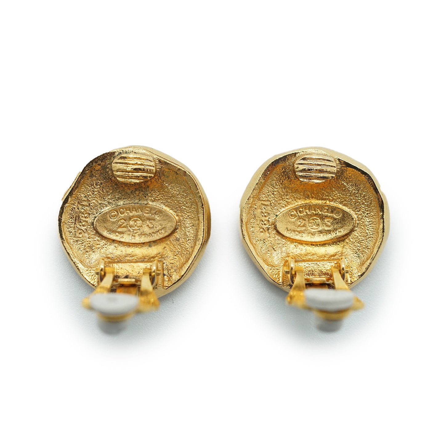 Letter Logo Lion Button Clip Earrings GP