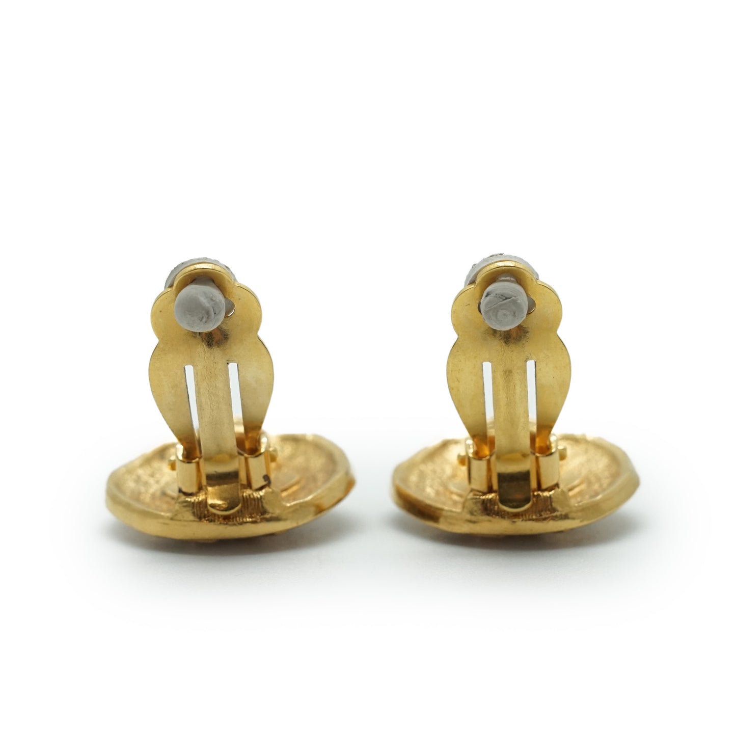 Letter Logo Lion Button Clip Earrings GP