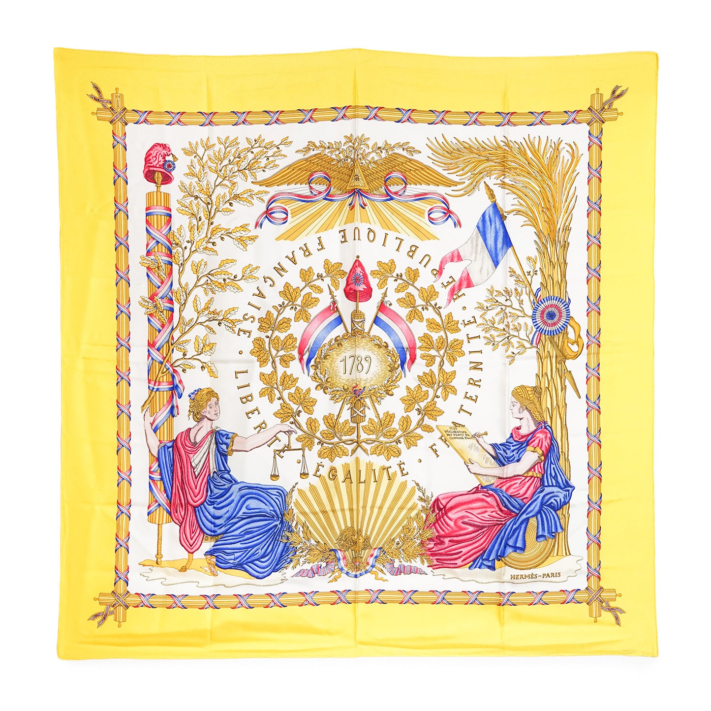 1789 Liberte Egalite Fraternite Republique Francaise Silk Carre 90