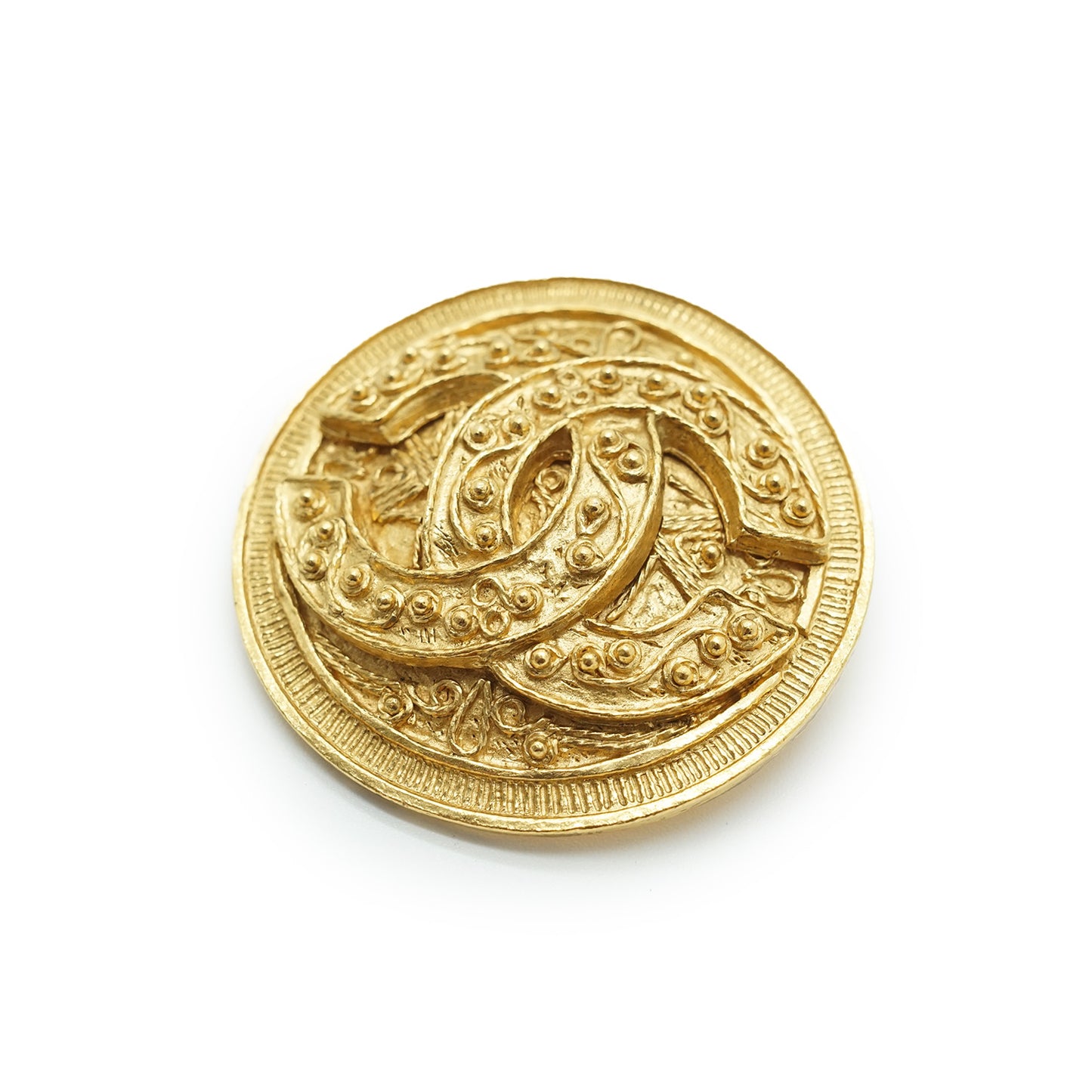 Coco Mark Filigree Medallion Brooch GP