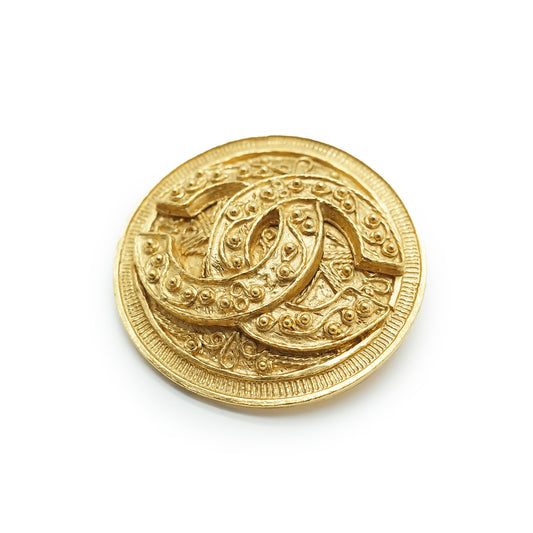 Coco Mark Filigree Medallion Brooch GP