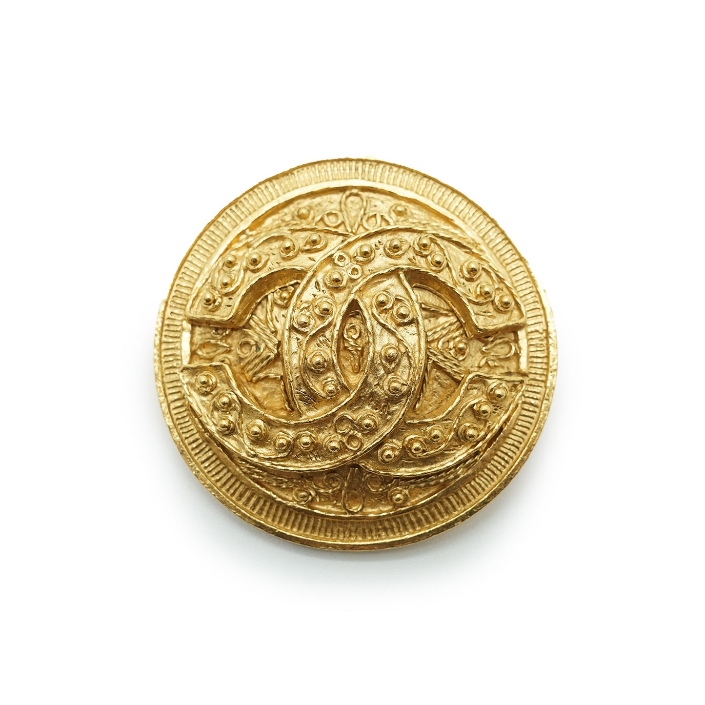 Coco Mark Filigree Medallion Brooch GP