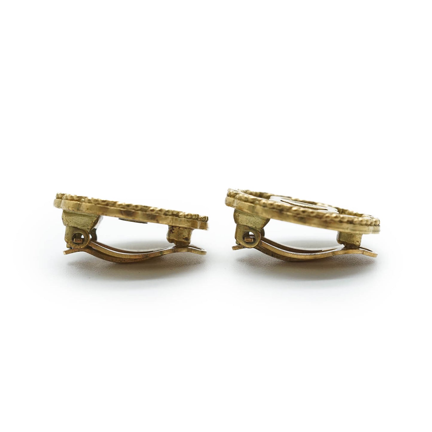 Coco Mark Round Clip Earrings GP