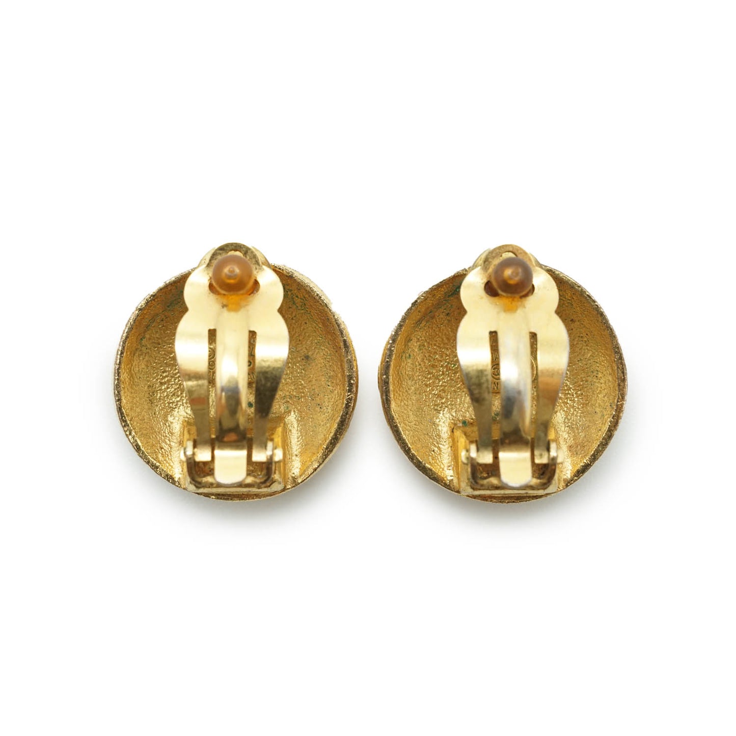 Coco Mark Spiral Round Clip Earrings GP